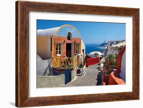 Store and Stone Steps-Larry Malvin-Framed Photographic Print