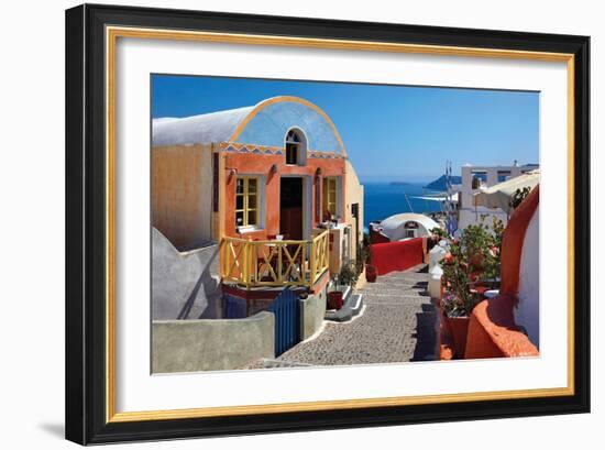 Store and Stone Steps-Larry Malvin-Framed Photographic Print