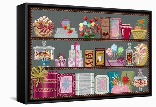 Store of Sweets and Chocolate-Milovelen-Framed Stretched Canvas