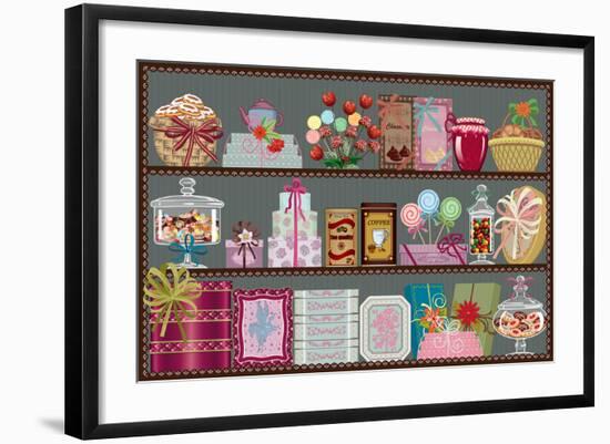 Store of Sweets and Chocolate-Milovelen-Framed Art Print