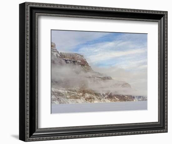 Storen Island, frozen into the sea ice of the Uummannaq fjord system during winter. Greenland-Martin Zwick-Framed Photographic Print