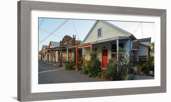 Stores at the roadside on the street, Chinese American Town, Locke, Sacrame-null-Framed Photographic Print