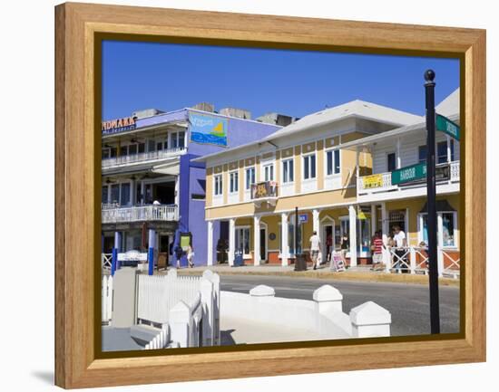 Stores on Harbour Drive, George Town, Grand Cayman, Cayman Islands, Greater Antilles, West Indies-Richard Cummins-Framed Premier Image Canvas