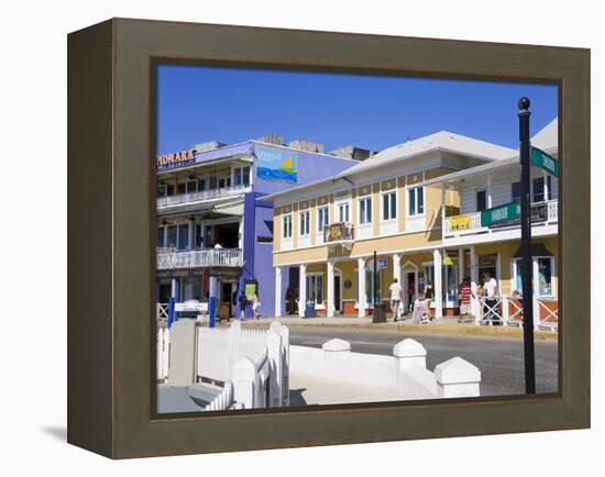 Stores on Harbour Drive, George Town, Grand Cayman, Cayman Islands, Greater Antilles, West Indies-Richard Cummins-Framed Premier Image Canvas