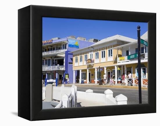 Stores on Harbour Drive, George Town, Grand Cayman, Cayman Islands, Greater Antilles, West Indies-Richard Cummins-Framed Premier Image Canvas