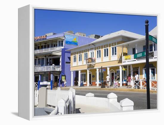 Stores on Harbour Drive, George Town, Grand Cayman, Cayman Islands, Greater Antilles, West Indies-Richard Cummins-Framed Premier Image Canvas