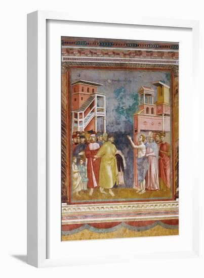 Stories of St Francis St. Francis Renounces His Fathers Goods and Earthly Wealth-Giotto di Bondone-Framed Giclee Print