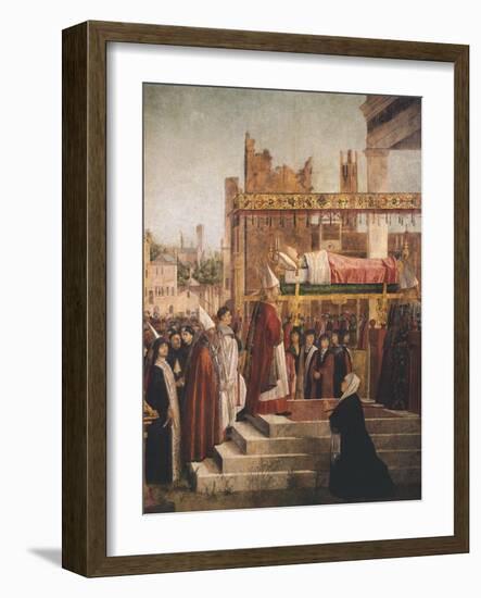 Stories of St. Ursula, Martyrdom of Pilgrims and Funeral of St. Ursula, 1493-Vittore Carpaccio-Framed Giclee Print