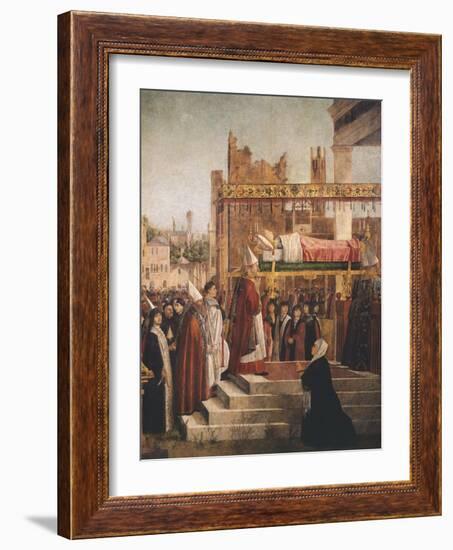 Stories of St. Ursula, Martyrdom of Pilgrims and Funeral of St. Ursula, 1493-Vittore Carpaccio-Framed Giclee Print