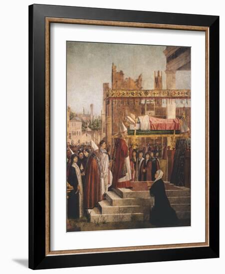 Stories of St. Ursula, Martyrdom of Pilgrims and Funeral of St. Ursula, 1493-Vittore Carpaccio-Framed Giclee Print