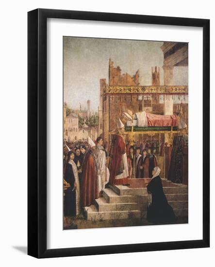 Stories of St. Ursula, Martyrdom of Pilgrims and Funeral of St. Ursula, 1493-Vittore Carpaccio-Framed Giclee Print