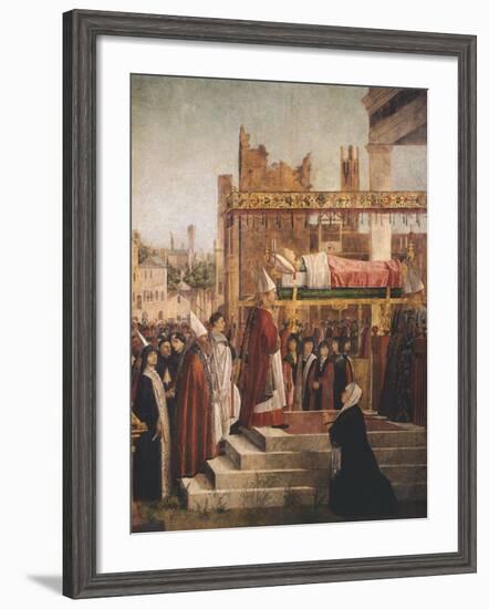 Stories of St. Ursula, Martyrdom of Pilgrims and Funeral of St. Ursula, 1493-Vittore Carpaccio-Framed Giclee Print