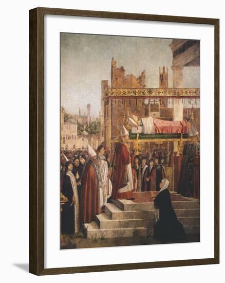 Stories of St. Ursula, Martyrdom of Pilgrims and Funeral of St. Ursula, 1493-Vittore Carpaccio-Framed Giclee Print