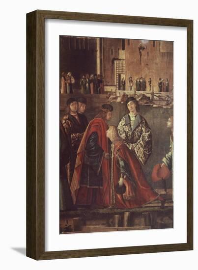 Stories of St Ursula, Meeting of Etherius and Ursula and Departure of Pilgrims-Vittore Carpaccio-Framed Giclee Print