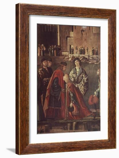 Stories of St Ursula, Meeting of Etherius and Ursula and Departure of Pilgrims-Vittore Carpaccio-Framed Giclee Print