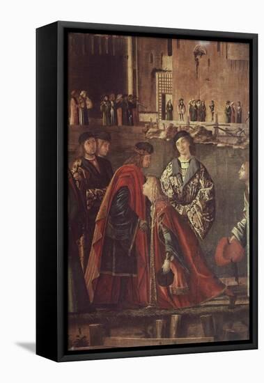 Stories of St Ursula, Meeting of Etherius and Ursula and Departure of Pilgrims-Vittore Carpaccio-Framed Premier Image Canvas