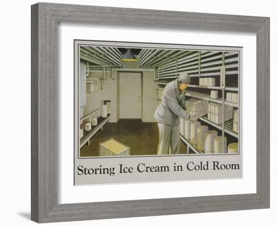 Storing Ice Cream in Cold Room Poster-null-Framed Giclee Print