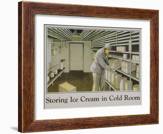 Storing Ice Cream in Cold Room Poster-null-Framed Giclee Print