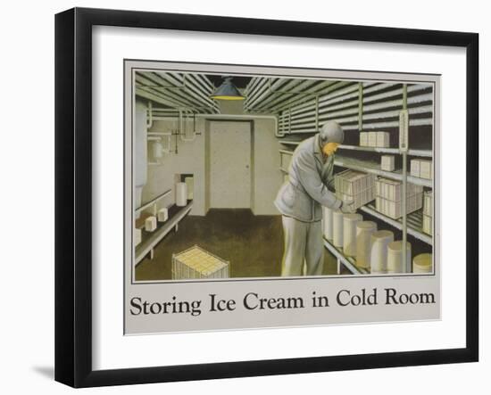 Storing Ice Cream in Cold Room Poster-null-Framed Giclee Print