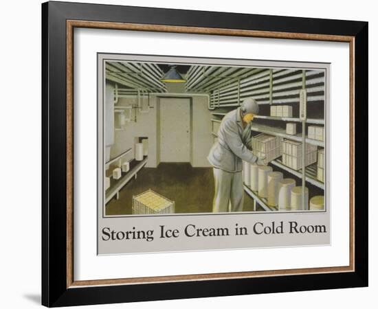 Storing Ice Cream in Cold Room Poster-null-Framed Giclee Print