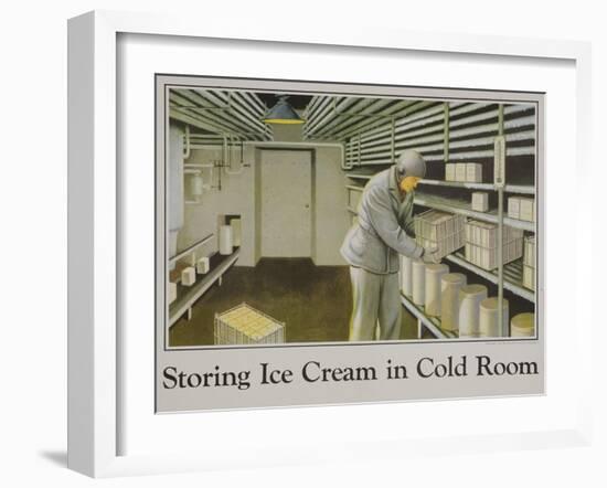 Storing Ice Cream in Cold Room Poster-null-Framed Giclee Print