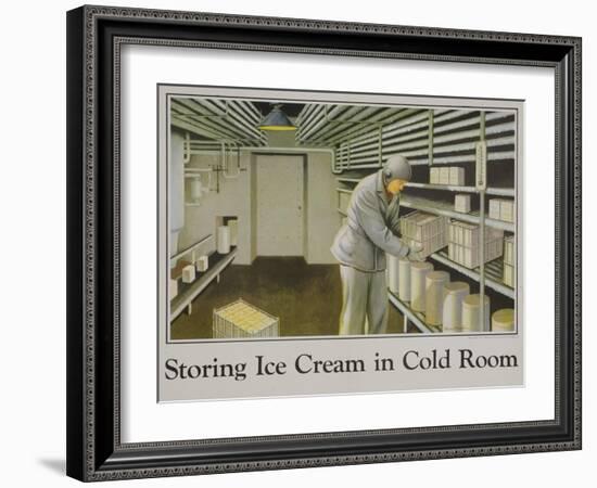 Storing Ice Cream in Cold Room Poster-null-Framed Giclee Print