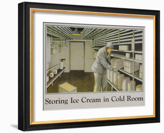 Storing Ice Cream in Cold Room Poster-null-Framed Giclee Print