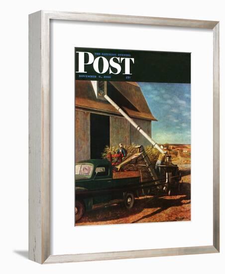 "Storing the Corn," Saturday Evening Post Cover, November 6, 1948-John Atherton-Framed Giclee Print