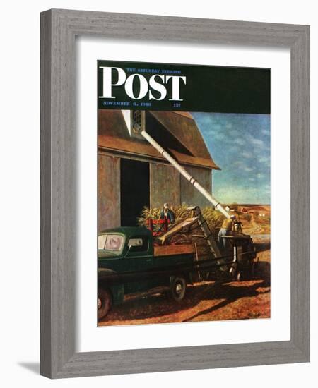 "Storing the Corn," Saturday Evening Post Cover, November 6, 1948-John Atherton-Framed Giclee Print