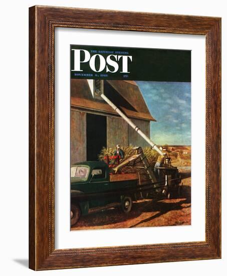 "Storing the Corn," Saturday Evening Post Cover, November 6, 1948-John Atherton-Framed Giclee Print