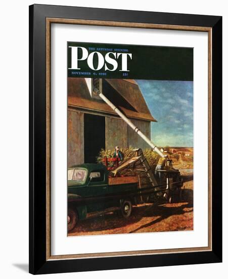 "Storing the Corn," Saturday Evening Post Cover, November 6, 1948-John Atherton-Framed Giclee Print