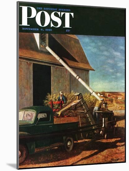 "Storing the Corn," Saturday Evening Post Cover, November 6, 1948-John Atherton-Mounted Giclee Print