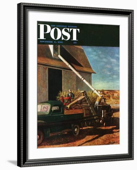 "Storing the Corn," Saturday Evening Post Cover, November 6, 1948-John Atherton-Framed Giclee Print