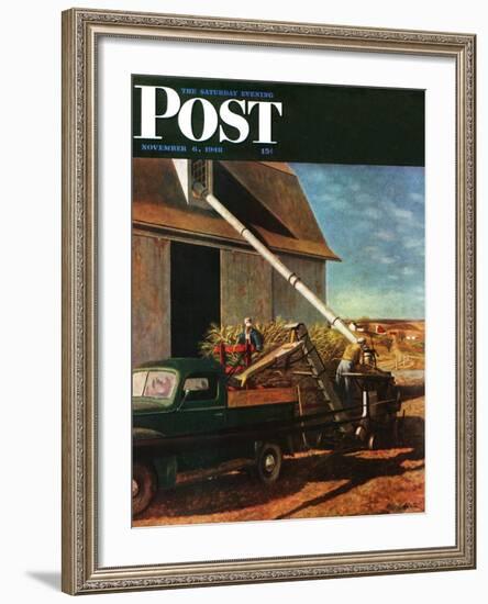 "Storing the Corn," Saturday Evening Post Cover, November 6, 1948-John Atherton-Framed Giclee Print