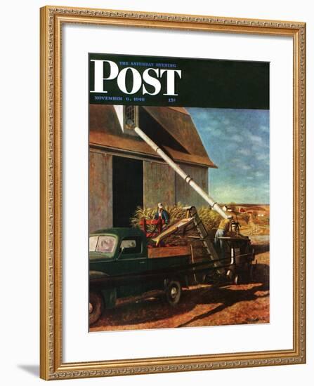 "Storing the Corn," Saturday Evening Post Cover, November 6, 1948-John Atherton-Framed Giclee Print