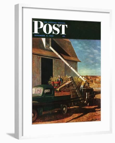 "Storing the Corn," Saturday Evening Post Cover, November 6, 1948-John Atherton-Framed Giclee Print