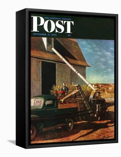 "Storing the Corn," Saturday Evening Post Cover, November 6, 1948-John Atherton-Framed Premier Image Canvas