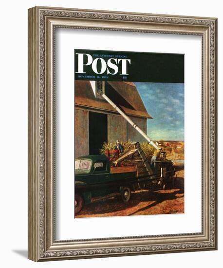 "Storing the Corn," Saturday Evening Post Cover, November 6, 1948-John Atherton-Framed Giclee Print