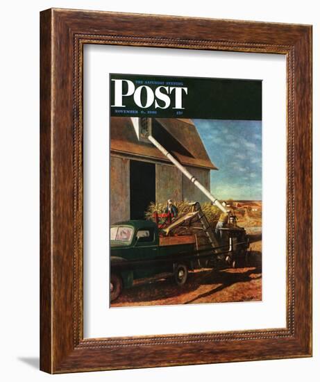 "Storing the Corn," Saturday Evening Post Cover, November 6, 1948-John Atherton-Framed Giclee Print