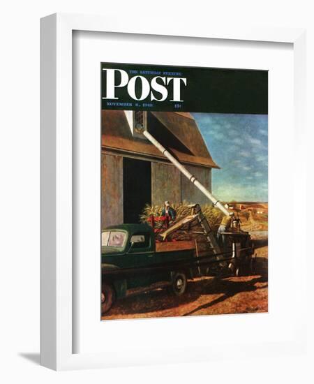 "Storing the Corn," Saturday Evening Post Cover, November 6, 1948-John Atherton-Framed Giclee Print