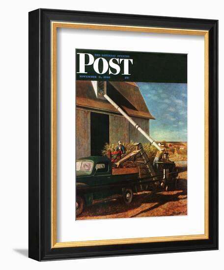 "Storing the Corn," Saturday Evening Post Cover, November 6, 1948-John Atherton-Framed Giclee Print