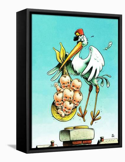 "Stork and Quints," April 1, 1984-BB Sams-Framed Premier Image Canvas