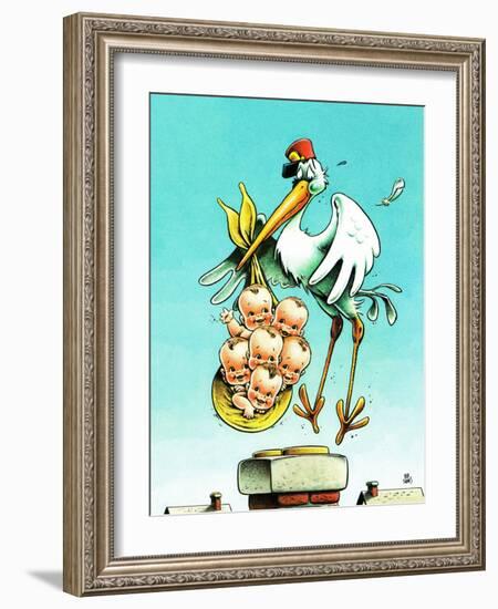 "Stork and Quints," April 1, 1984-BB Sams-Framed Giclee Print