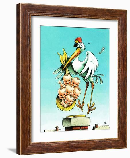 "Stork and Quints," April 1, 1984-BB Sams-Framed Giclee Print