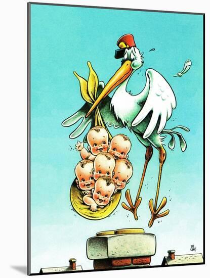 "Stork and Quints," April 1, 1984-BB Sams-Mounted Giclee Print
