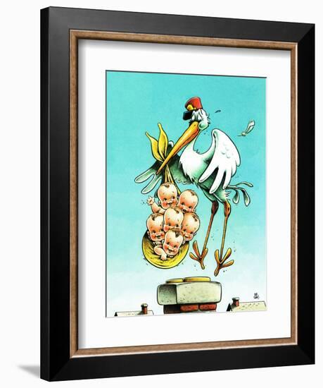 "Stork and Quints," April 1, 1984-BB Sams-Framed Giclee Print