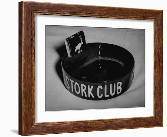 Stork Club Ashtray with a Stork Emblazoned Book of Matches on Table in This Exclusive Night Club-Alfred Eisenstaedt-Framed Photographic Print