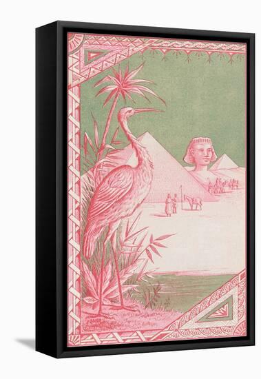 Stork with Egyptian Themes-null-Framed Stretched Canvas