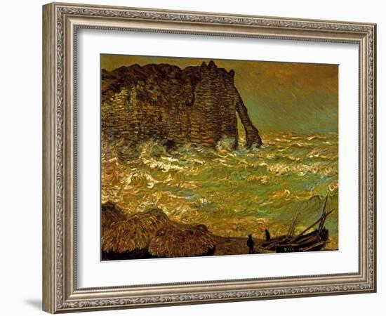 Storm at Etretat, 1883-Claude Monet-Framed Giclee Print