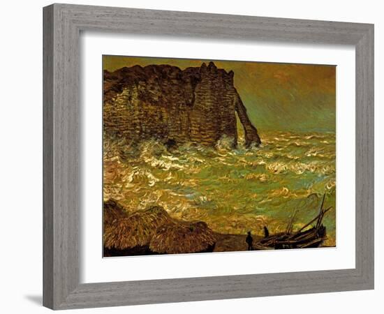 Storm at Etretat, 1883-Claude Monet-Framed Giclee Print